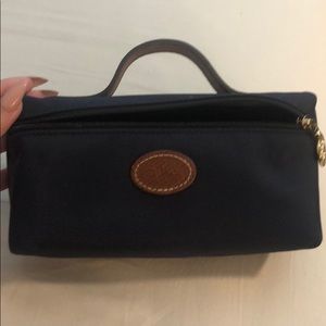 Longchamp small makeup bag in navy